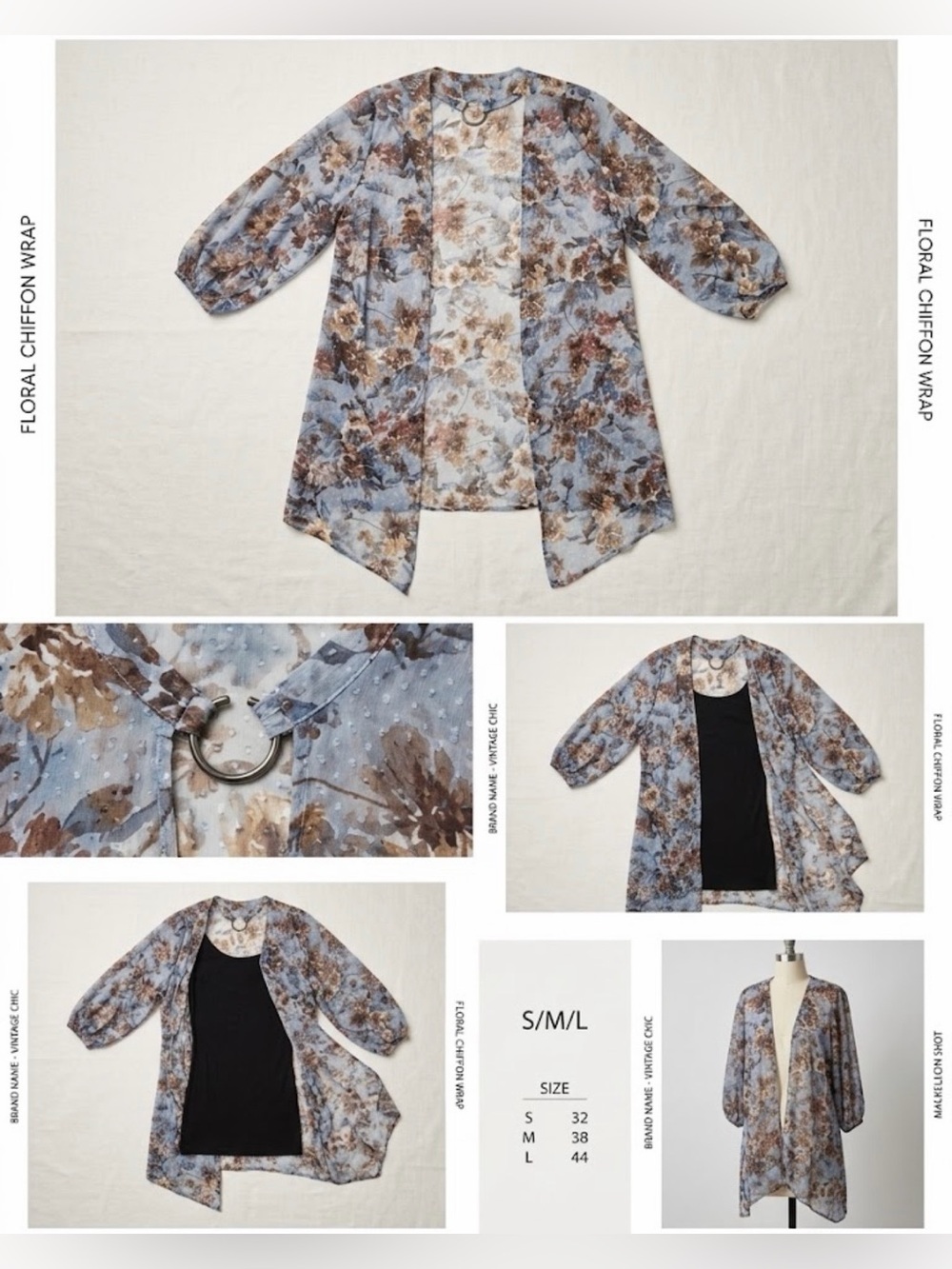 Vince Camuto Floral Chiffon Wrap Kimono - Like New (Size O/S)